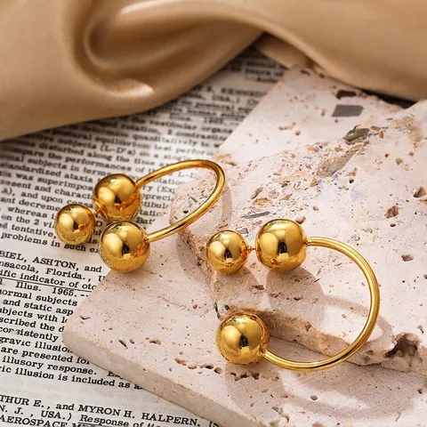 Minimalist Brass 18K Gold Plated Ball Stud Earrings For Women Geometric C Shaped Spherical Drop Earrings Jewelry Gift