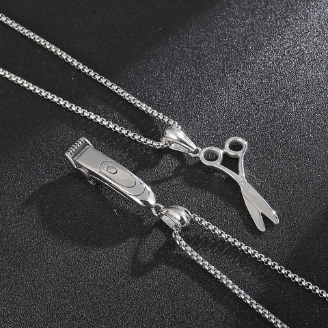 Collar Con Colgante De Tijeras Peine Cortapelos Acero Inoxidable Joyas Hip Hop Punk Para Hombres