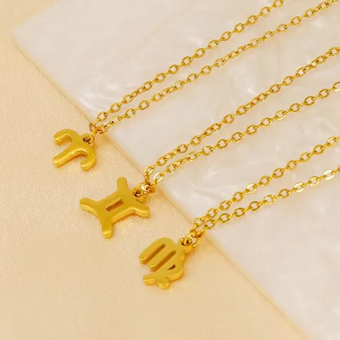 Sterrenbeeld Ketting Roestvrij Staal 18K Verguld Twaalf Sterrenbeelden Symbool Hanger Sleutelbeen Ketting Sieraden Voor Vrouwen