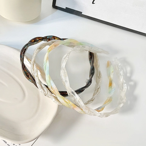 Acetate Twisted Headband For Women Thin Woven Hair Hoop With Anti Slip Teeth Elegant French Style Hair Accessories