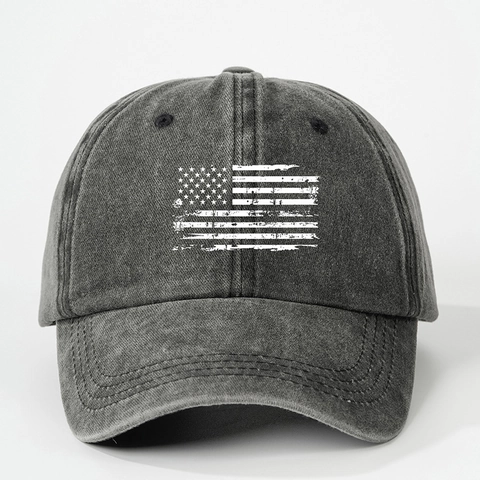 Gorra De Béisbol Lavada Retro Estampado De Bandera Americana Desgastada Gorro Ajustable Protección Solar Unisex