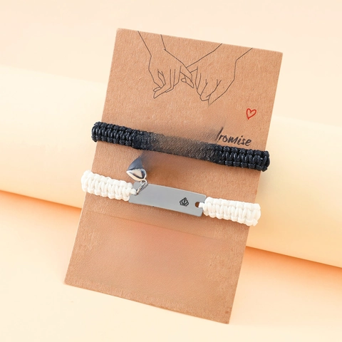 Magnetische Herz Paar Armbänder Edelstahl Her King His Queen Krone Geflochtenes Seil Verstellbar Schmuck Geschenk