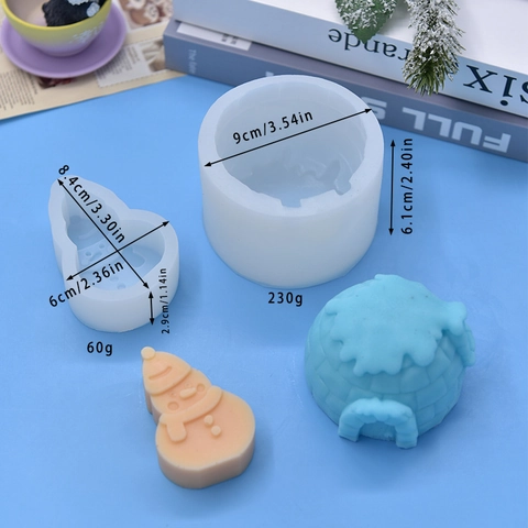 Sneeuwpop Iglo Siliconen Bakvormen Voor DIY Bakken Chocolade Fondant Kaarsen Maken Kerstmis Winter Wit