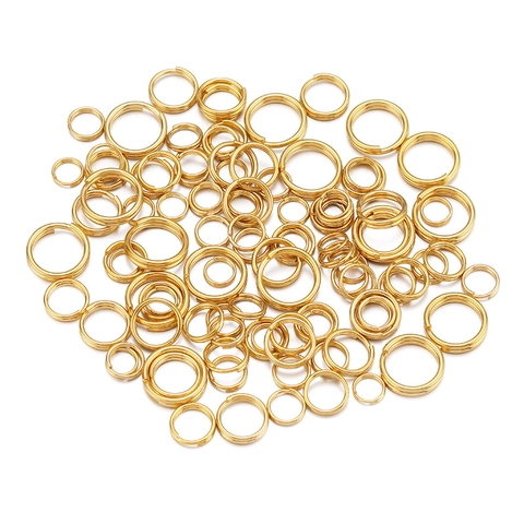 Anneaux Brisés Double Couche En Acier Inoxydable Plaqué Or 18K Anneaux De Jonction Ouverts Pour Fabrication De Bijoux DIY