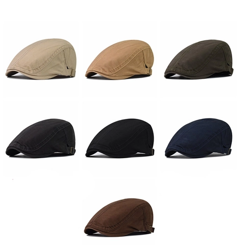 Flat Cap Retro British Style Newsboy Hat For Men Women Solid Color Pure Cotton Adjustable Ivy Driving Caps Vintage