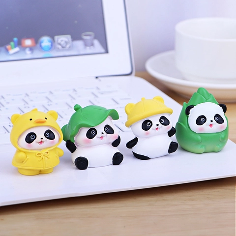 Mini Figurine Di Panda In Resina Ornamenti Animali Cartoni Animati Carini Decorazione Scrivania Auto Interni
