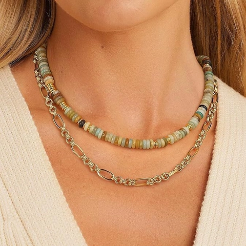 Bohemian Natural Stone Beaded Necklace For Women Dopamine Multicolored Crystal Jewelry Handmade Heart Pendant Neckwear