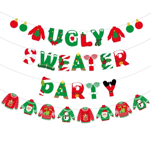 Decorazione Per Festa Ugly Sweater Banner Di Natale Ghirlanda E Decorazioni Per Cupcake Carta Ornamento Per Feste