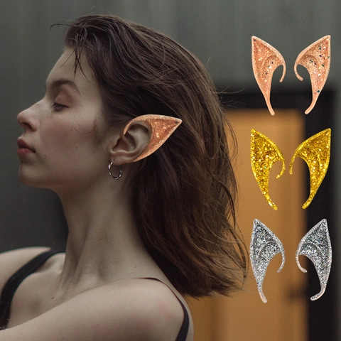 Latex Elfenoren Glitter Puntig Feeënoren Voor Cosplay Halloween Maskerade Feest Kostuum Accessoires