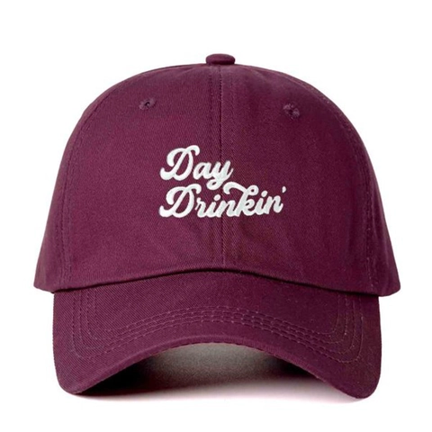 Cappello Da Baseball Con Ricamo Lettere Day Drinkin' Visiera Curva Regolabile Protezione Solare Cappello Casual