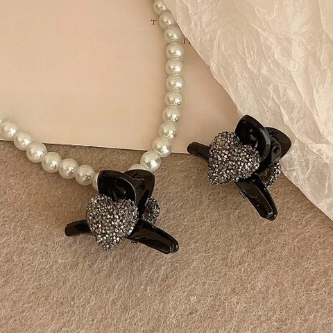 Molletta Per Capelli A Cuore Con Strass Piccola In Plastica Elegante Accessori Capelli Donna