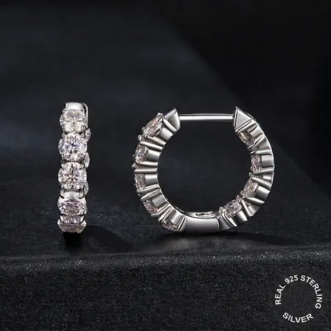 925 Sterlingsilber Moissanit Creolen Für Damen Luxus Pave Moissanit Huggie Ohrringe Mode Schmuck Für Den Täglichen Gebrauch