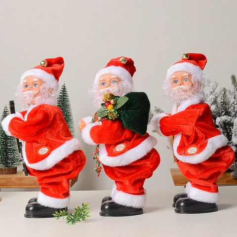 Electric Musical Santa Claus Twerking Dancing Toy Plastic Polyester Christmas Ornament Festive Holiday Home Decor
