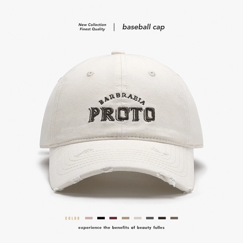 Vintage Baseball Cap Washed Cotton Distressed Broken Edges Letter Embroidery Retro Adjustable Sun Hat For Men Women