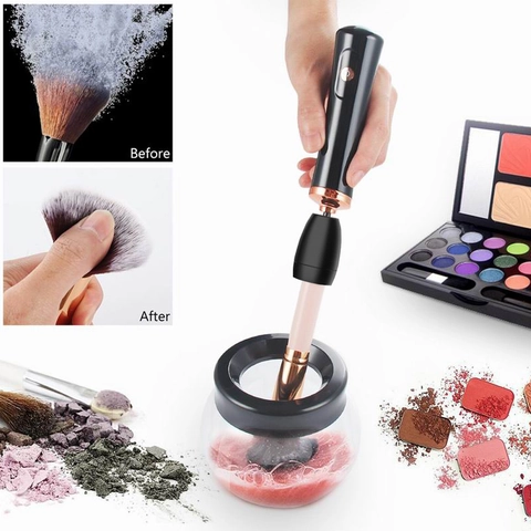 Elektrische Make-up Borstel Reiniger Automatische Spinner USB Oplaadbaar Met Siliconen Hulzen PET Pot Snelle Reiniging