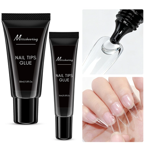 Solid Nail Tip Glue Strong Adhesive Transparent UV Gel For Press On Nails Extension No Flowing Long Lasting Professional