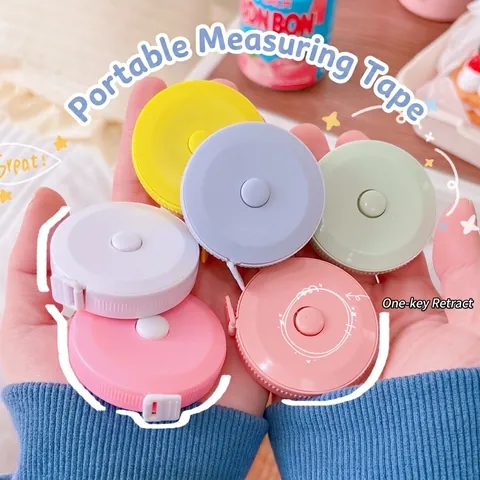 Mini Cinta Métrica Portátil Plástico Retráctil Automático Redondo Doble Cara Medición Cintura Cuerpo Costura