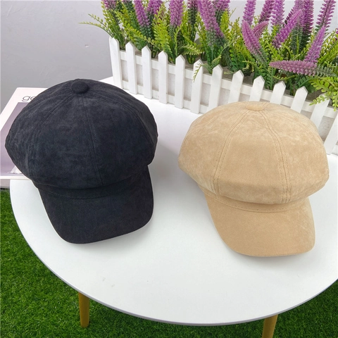 Retro Corduroy Octagonal Newsboy Cap For Women Vintage British Style Adjustable Baker Boy Hat Casual Autumn Winter