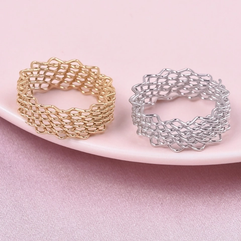 Stainless Steel Mesh Ring Gewebt Hohl Geometrisch Minimalistisch Band Schmuck Für Damen Herren