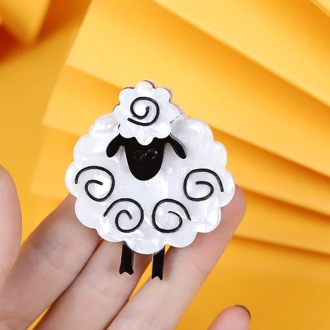 Spilla di Cartone Animato a Forma di Pecora in Acrilico di Moda per Donna Simpatico Modello Animale Decorazione per Borsa