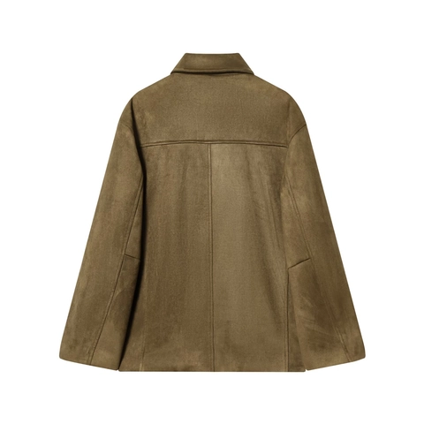 Veste En Daim Synthétique Pour Femme Col À Revers Boutonnage Simple Style Vintage Coupe Ample Avec Poches Streetwear