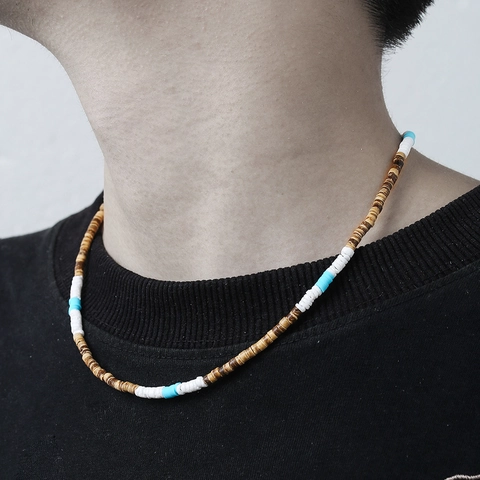 Perlenkette Bohemian Kokosnussschale Holz Polymer Ton Muschel Edelstahl Vintage Ethno Schmuck Für Damen Herren