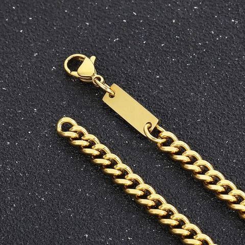 Collana Catena Cuban Link Acciaio Inossidabile Con Piastra Rettangolare Gioielli Hip Hop Minimalisti Uomo Unisex
