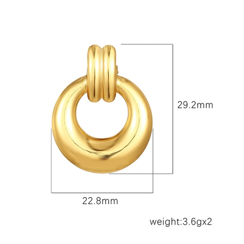 Round Hoop Earrings Stainless Steel 18K Gold Plated Geometric Fashionable INS Style Versatile Jewelry For Women