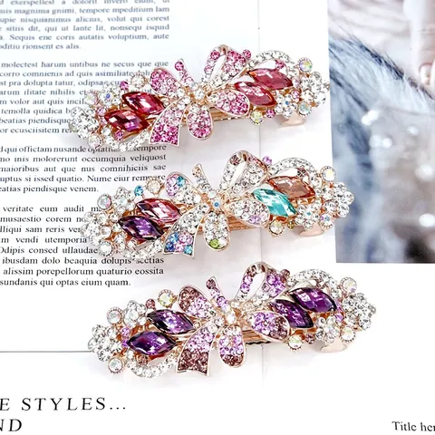 Fermaglio Per Capelli A Molla Farfalla Fiore Cristallo Strass Lega Forcina Elegante Per Donne