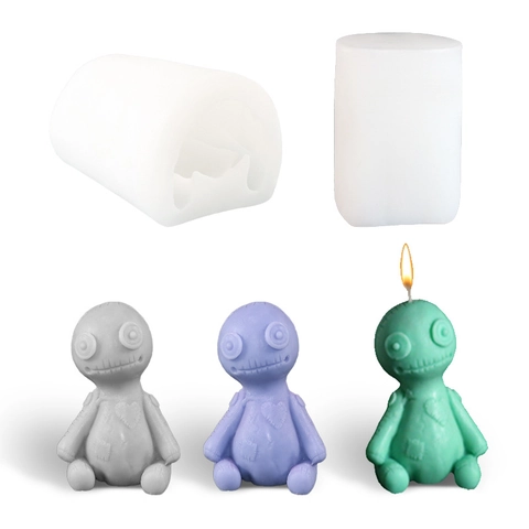 Voodoo Doll Silicone Mold For Candle Making DIY Resin Soap Halloween Spooky Doll Shape Crafting Tool Handmade