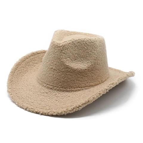 Western Cowboy Hut Lammwolle Breitkrempig Warm Flauschig Fedora Für Damen Herren Vintage Winter Retro Outdoor