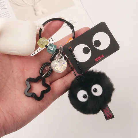 Portachiavi Mostro Peluche Occhi Grandi Palla Di Pelo Ciondolo Borsa Perline Alfabeto Colorate Ciondoli Stella Cuore Donna