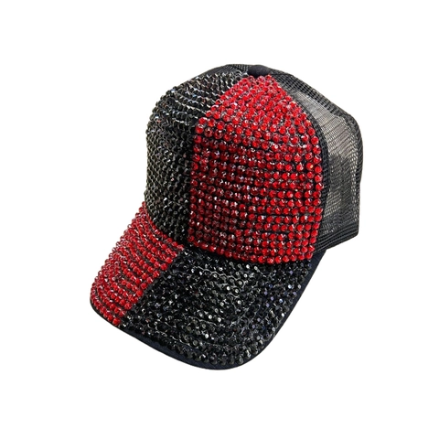 Full Rhinestone Baseball Cap Schachbrett-Patchwork Funkelnd Bling Luxus Hip Hop Trucker Hut Sonnenschutz Streetwear