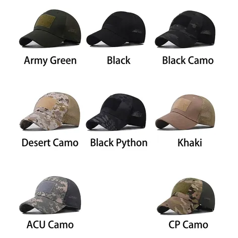 Gorra De Béisbol Táctica De Camuflaje Malla Transpirable Caza Al Aire Libre Ajustable Protección Solar Con Área De Parche