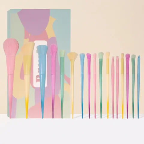 Professional Makeup Brushes Synthetic Fiber Colorful Macaron Gradient Cosmetic Tools For Eye Shadow Powder Foundation