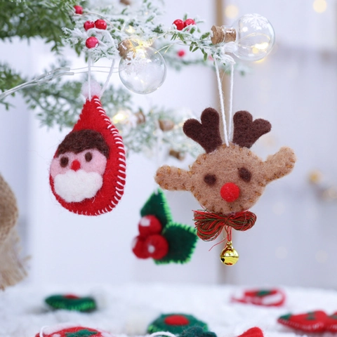 Ornamenti Appesi Di Natale In Feltro Di Lana Fatti A Mano Cartone Animato Albero Renna Calza Per Decorazioni Di Festa