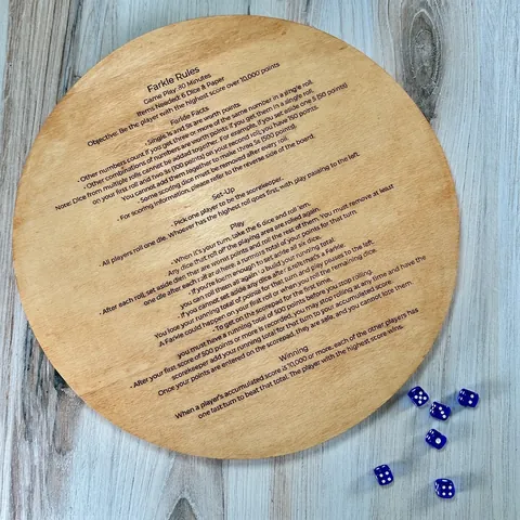 Wooden Farkle Dice Tray Game Scoreboard Laser Engraved Rules Desktop Entertainment Accessory With Resin Dice Metal Pins