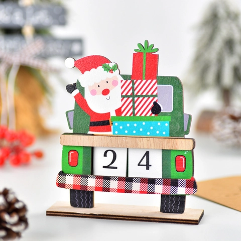 Weihnachts Countdown Kalender Holz LKW Ornament Desktop Advent Dekoration Bemalte Autoform Neuheit Geschenk