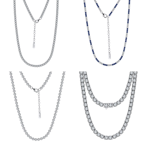 925 Sterlingsilber Tennis-Kette Halskette Für Damen Funkelnde Zirkonia Eingelegt Galvanisierte Schmuck Party Geschenk