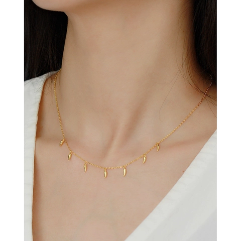 Collana In Argento Sterling 925 Con Pendenti A Zanna Multipli Elegante Catena Per Clavicola Gioielli Di Moda Per Donna