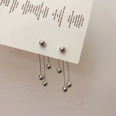 Orecchini Pendenti Con Nappa In Rame Da Donna Con Perno In Rame Accenti Di Sfere Metalliche Minimalisti Stile Coreano