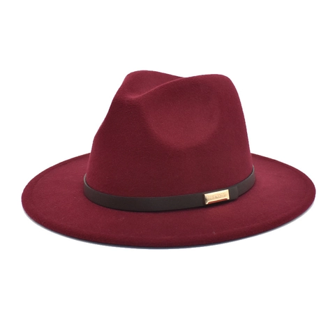 Classic Fedora Hat Wide Brim Cotton Polyester Felt Retro Jazz Cap With Leather Band Gold Buckle For Unisex Outdoor