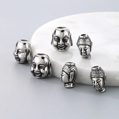 Perles D'Espacement Tête De Bouddha Acier Inoxydable Rétro Religieux Style Antique Pour Création De Bijoux DIY Bracelets Colliers