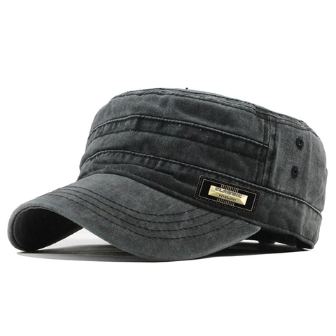 Cappello Cadet In Cotone Lavato Vintage Distressed Flat Top Cappello Militare All Aperto Protezione Solare Retro Unisex
