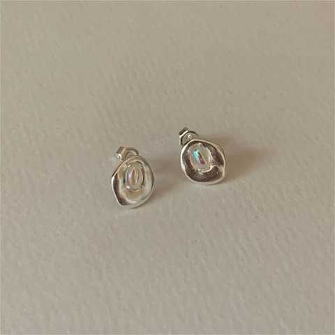 Orecchini In Argento Sterling 925 Design Lava Irregolare Con Strass Arcobaleno Gioielli Minimalisti Stile Coreano