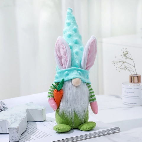 Gnome De Pâques Poupée En Peluche Lapin Avec Longue Barbe Carotte Décoration Pour Bureau Maison Table Ornement