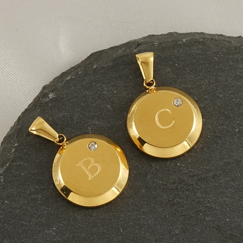 Collier Pendentif Lettre En Acier Inoxydable Plaqué Or 18K Avec Strass Bijoux Circulaires Délicats Pour Femmes