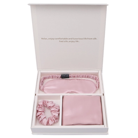 Mulberry Satin Sleep Eye Mask Pillowcase And Scrunchie Gift Luxury Natural Satin For Travel Home Soft Comfort