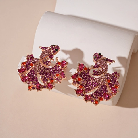 Boucles D'Oreilles Puces Carpe Koi Poisson Rouge Alliage Strass Cristal Coloré Avec Tige En Argent Style Rétro Femmes