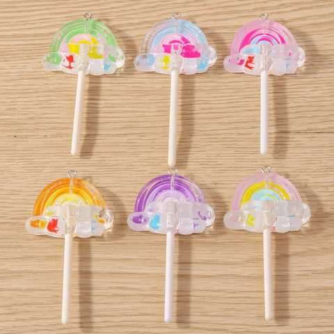Breloques Sucettes Arc-En-Ciel Pendentifs Bonbons En Résine Pour La Fabrication De Bijoux Bricolage Boucles D'oreilles Colliers Accessoires De Porte-Clés Colorés Mignons